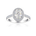 wholesale S925 Sterling Silver 15ct Gemstone Ring for Women with High-End Feel, 6*8 Ice Flower Cut-0-5