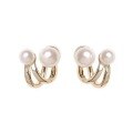 wholesale New Korean Style Metal Pearl Earrings, Two-Way Wear Elegant and Versatile Earrings-0-4