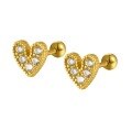 wholesale S925 Sterling Silver Zircon Heart Stud Earrings, Minimalist Design, High-End Screw Ear Bone Earrings-0-4