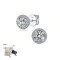 wholesale S925 Sterling Silver Cross-Border Micro-Paved Moissanite Stud Earrings for Women, Round Four-Prong Setting, 1 Carat, Delicate and Small Hollow Design-0-0