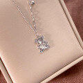 wholesale S999 Pure Silver Bear Heart Broken Ice Pendant Necklace for Women, Sweet and Fresh, Luxurious High-End Sense Collarbone Chain-0-3
