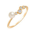 wholesale S925 silver plated with 14K gold, Dunli Jewelry French vintage gentle style irregular pearl white zircon ring-0-0