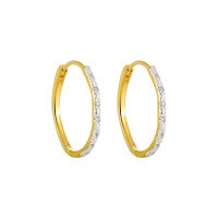 wholesale S925 sterling silver geometric circular two-tone ear clips for women with textured feel,ins-18K gold + silver [18mm]  925 silver