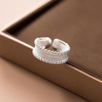 wholesale S925 silver lace-edged ring with geometric beads, irregular shape, live broadcast bestseller, openable ring R00547-S925 silver ring plain silver Adjustable opening