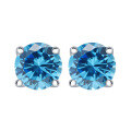 wholesale 925 Sterling Silver 7mm Zircon Earrings Round Wholesale High-Quality Women's Four-Prong 1 Carat Stud Earrings-0-7