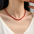 wholesale S925 Sterling Silver Circular Red Agate Necklace Chinese Style Literary Retro Ins Wind Neck Accessory Y01327-0-1