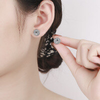 wholesale S925 Sterling Silver Vintage Retro Creative Pattern Cross Inlaid with Black Zircon Simple and Versatile Stud Earrings-YFR092/approx. 1.8g 925 silver