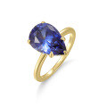 wholesale S925 Sterling Silver and Gold Plated Ring with Cultivated Royal Blue Sapphire and 36ct Amethyst Wholesale Jewelry-0-4