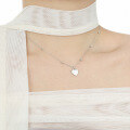 wholesale S925 Sterling Silver 165 Smooth Surface Heart Pendant Necklace for Women, Minimalist Ins Style Bead-Accented Chain Collarbone Chain-0-3