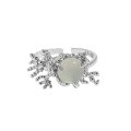 wholesale S925 Sterling Silver Korean Version Ins Niche Minimalist Irregular Surface Coral Texture Cat's Eye Stone Open Adjustable Ring for Women-0-4