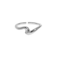 wholesale S925 sterling silver minimalist wave twist smooth texture open ring for women, Korean version, ins-JF788 [White Gold] &gt; Opening adjustable