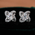 S925 Silver Moissanite Lucky Four-Leaf Clover Earrings-0-4