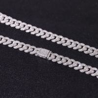 wholesale S925 Sterling Silver Hip Hop Cuban Chain Full Zirconia 8mm Cross-Border Fashion Necklace for Europe and America-Cuban chain 18 inches (about 45.7 cm)  925 silver