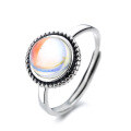 wholesale S925 Sterling Silver Light Luxury Style Inlaid Moonstone Ring, Niche Fashion Trendy Elegant Delicate Index Finger Ring-0-4