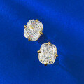 wholesale S925 Gold-Plated High-Carbon Zirconia 8*10 Stud Earrings, European and American New Style, Minimalist Women's Earrings for Distribution-0-1