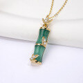 wholesale 18K Gold Bamboo Green Agate Pendant with Moissanite, Rising Higher, Available in Other Materials, Direct from Manufacturer-0-1