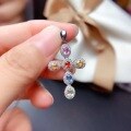 wholesale S925 Silver Tide Small White Imitation Natural Colorful Sri Lanka Sapphire Necklace for Women Multicolor Tourmaline Collarbone Chain-0-3