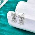 Sterling Silver Moissanite Bow Bell Stud Earrings-0-0