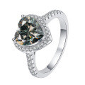wholesale S925 Sterling Silver 1-Carat Heart-Shaped Moissanite Ring for Women, High-End Sense Jewelry Silver Accessories-0-12