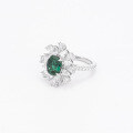 wholesale S925 Sterling Silver Lab-Created Emerald Ring for Women, High-End Luxury Style European and American Wholesale Ring-0-4