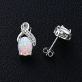 S925 Silver White Opal Earrings, Arched Design, Wholesale, Cross-border Live Sales-0-14