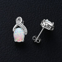 S925 Silver White Opal Earrings, Arched Design, Wholesale, Cross-border Live Sales.-Model M [Clearance Sale with Free Shipping]  925 Silver