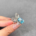 wholesale S925 Silver with Premium Inlaid 9*12 Aquamarine and High-Carbon Diamond Butterfly Ring, New Collection by Zhuozhifan Jewelry for Cross-Border Market-0-3