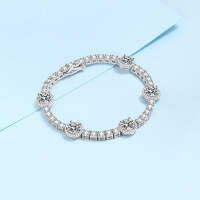 wholesale PT950 Gold Plated 925 Sterling Silver Full Moissanite Bracelet for Women High Quality Light Luxury Wholesale Bangle-Moissanite 9.1 carats (18cm)  925 silver
