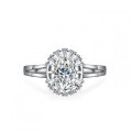 S925 Silver Oval Moissanite Ring 1 Carat Women's Cross-border Jewelry-0-4