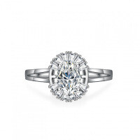 S925 Silver Oval Moissanite Ring 1 Carat Women's Cross-border Jewelry-1 carat (set with moissanite)  Adjustable opening