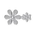 wholesale S925 Sterling Silver INS Style Viral Double Flower Design Ring with Exquisite Zircon Embellishment and Adjustable Opening-0-5