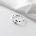 wholesale S925 Sterling Silver Knot Love Heart Ring for Women, Irregular Wave Open Adjustable Ring J9517-0-3