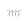 wholesale S925 Sterling Silver Meteorite Earrings New Small Fresh Diamond-Inlaid Star Chain Tassel Earrings for Women M01001-0-4