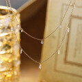wholesale S925 Sterling Silver Plated 14K Gold Japanese Light Luxury Ins Stackable Sparkling Small Diamond T Square Collarbone Chain Fringe Necklace-0-1