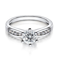 Sterling Silver S925 Classic Ladies' Shimmering Zirconia Proposal Ring, Final Sale.-U-size [Clearance Sale with Free Shipping]  US Size 5.5