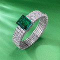 wholesale 925 Silver Jewelry New European and American Simulated Emerald Bracelet 15*20 Chain Fashion Noble and Luxurious-0-5