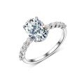 wholesale White Gold S925 Oval Moissanite Ring with Full Circle Small Stone Setting, Best-Selling Women's Ring on Independent Websites-0-4