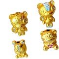 wholesale S925 antique silver gold-plated cartoon violent bear small bear accessories DIY bracelet necklace ornaments large-hole spacer beads pure silver-0-4