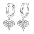 925 Sterling Silver Moissanite Heart Earrings, Trendy and Sweet-0-3