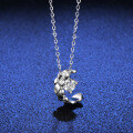 925 Sterling Silver Pendant with 05ct Moissanite Necklace, Classic Moon Design-0-2