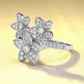 wholesale S925 full diamond three-flower ring for women, new design, European and American French style, fashionable and versatile, best-selling-0-1