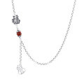 wholesale S925 Sterling Silver Ethnic Style Southern Red Agate Inlaid Ruyi Tassel Pendant Creative Fashion Collarbone Necklace-0-4