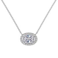 wholesale S925 Sterling Silver Wedding Style New 8A Ice-Cut Oval Zirconia Full Diamond Design High-End Luxurious Necklace for Women-Platinum DY190883-SW-WH 925 Silver