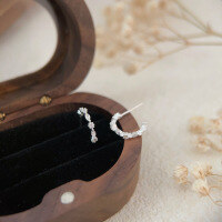 wholesale S925 Sterling Silver Half Hoop C-Shaped Delicate Stud Earrings for Women, Korean Dongdaemun Summer Versatile Minimalist Luxury Niche Earrings-Sterling silver