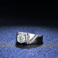 S925 Sterling Silver 2-Carat Moissanite Men's Ring, Simple and Dignified-0-1