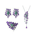 wholesale S925 Sterling Silver Designer High-End Luxurious Amethyst Jewelry Set with Ring, Earrings, and Pendant-0-0