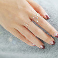 wholesale S925 Sterling Silver AR968 Korean Style Minimalist Geometric Cross Small Cylinder Open Joint Ring-0-3