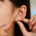 925 Silver Bull Head Earrings with Moissanite, Simple Wedding Gift-0-1
