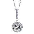 wholesale Platinum-Plated S925 Sterling Silver Luxury Round Halo Necklace for Women with Micro-Paved Moissanite and D Color Zircon-0-4