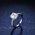 Sterling Silver Geometric Emerald-Cut Moissanite Engagement Ring-0-1